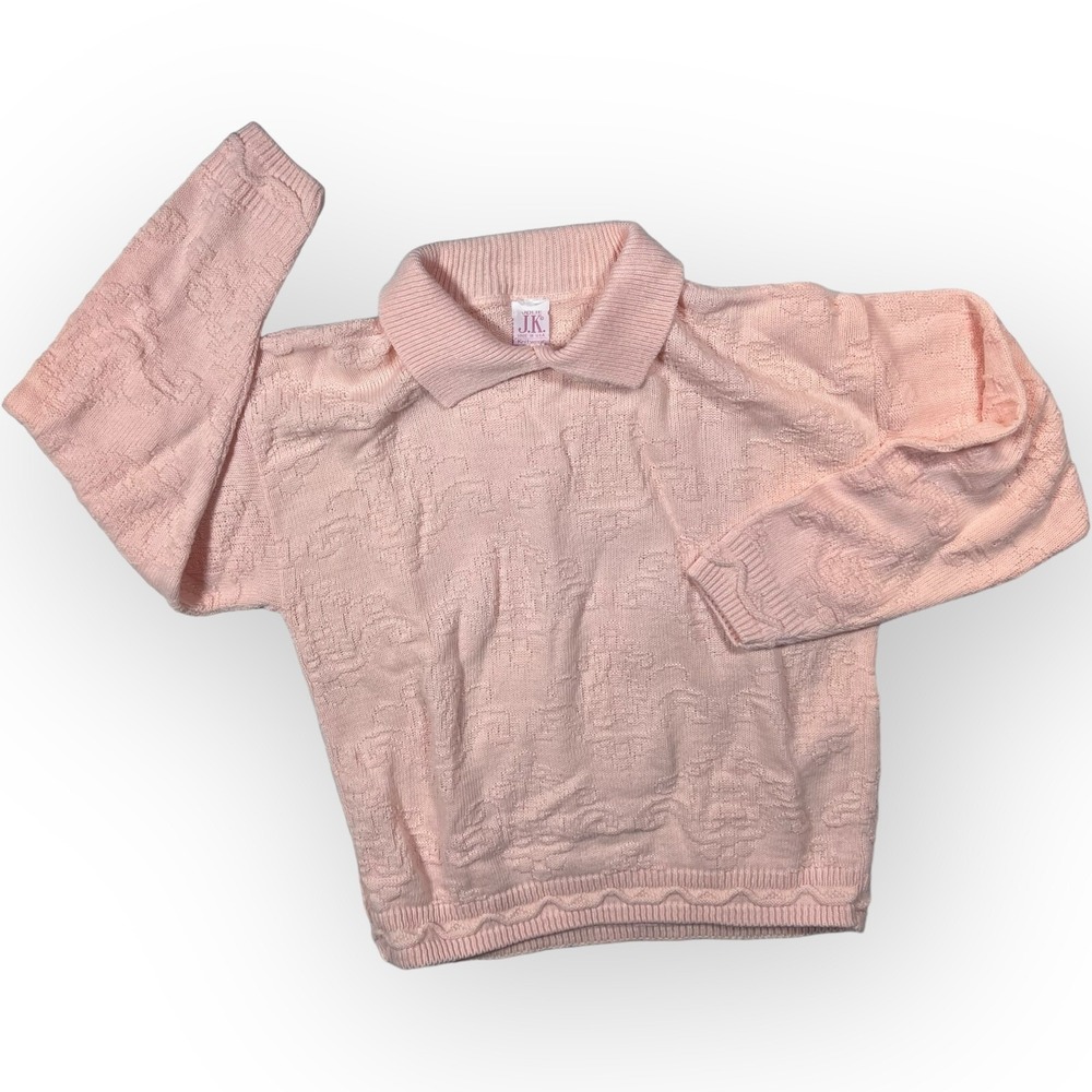 Sweater Knit‎ Sculpted Texture Petal Pink Retro Knit M/L USA Stranger Things